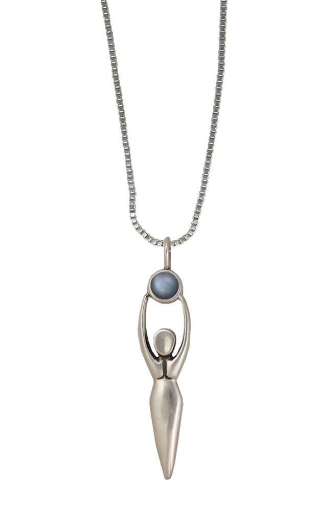 Sterling Silver Women Pendant With Grey Moonstone